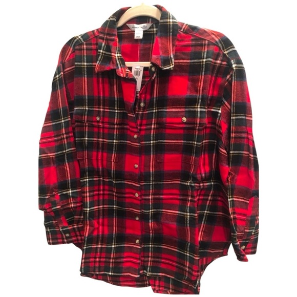 Old Navy Tops - Old Navy Flannel Shirt-Red Plaid Soft Cozy Fall Wear Sz Large Petite